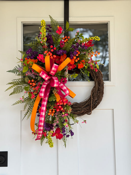 Vibrant Multi-Toned Floral Wreath