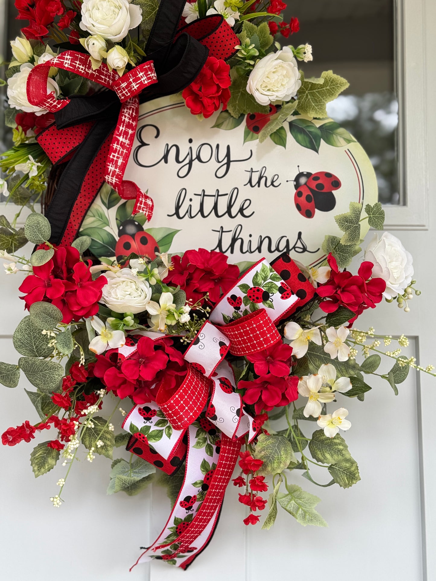 Enjoy The Little Things Ladybug Wreath