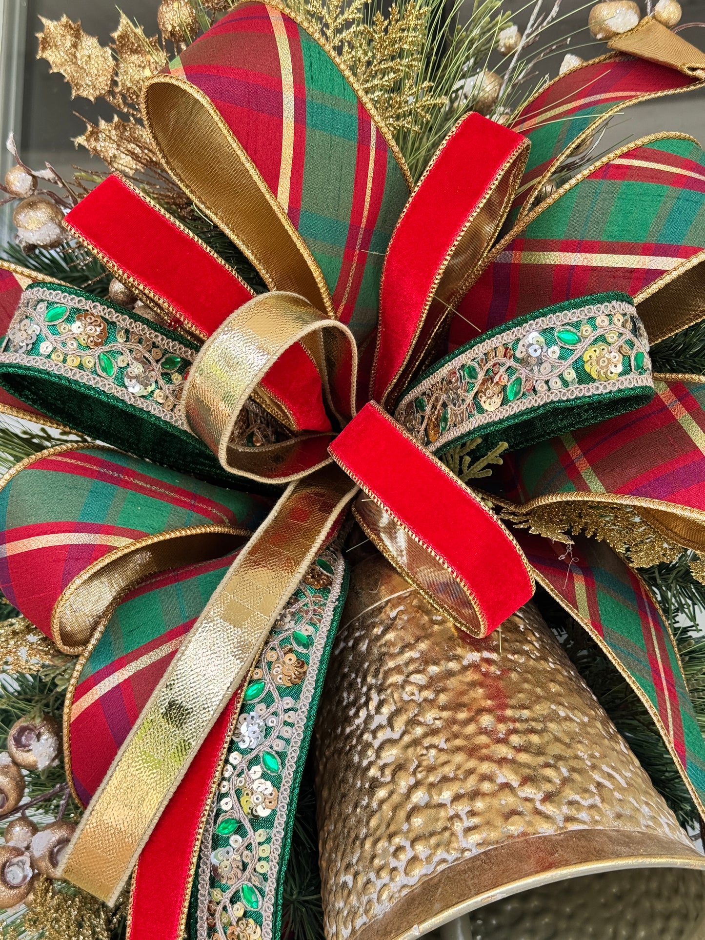 All Season Elegance Gold Bell Wreath