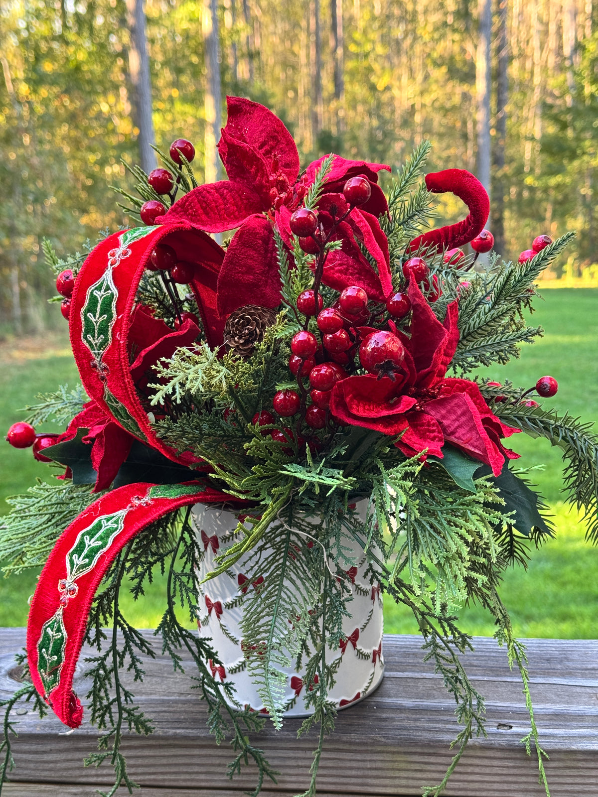 Red Poinsettia Winter Floral Arrangement