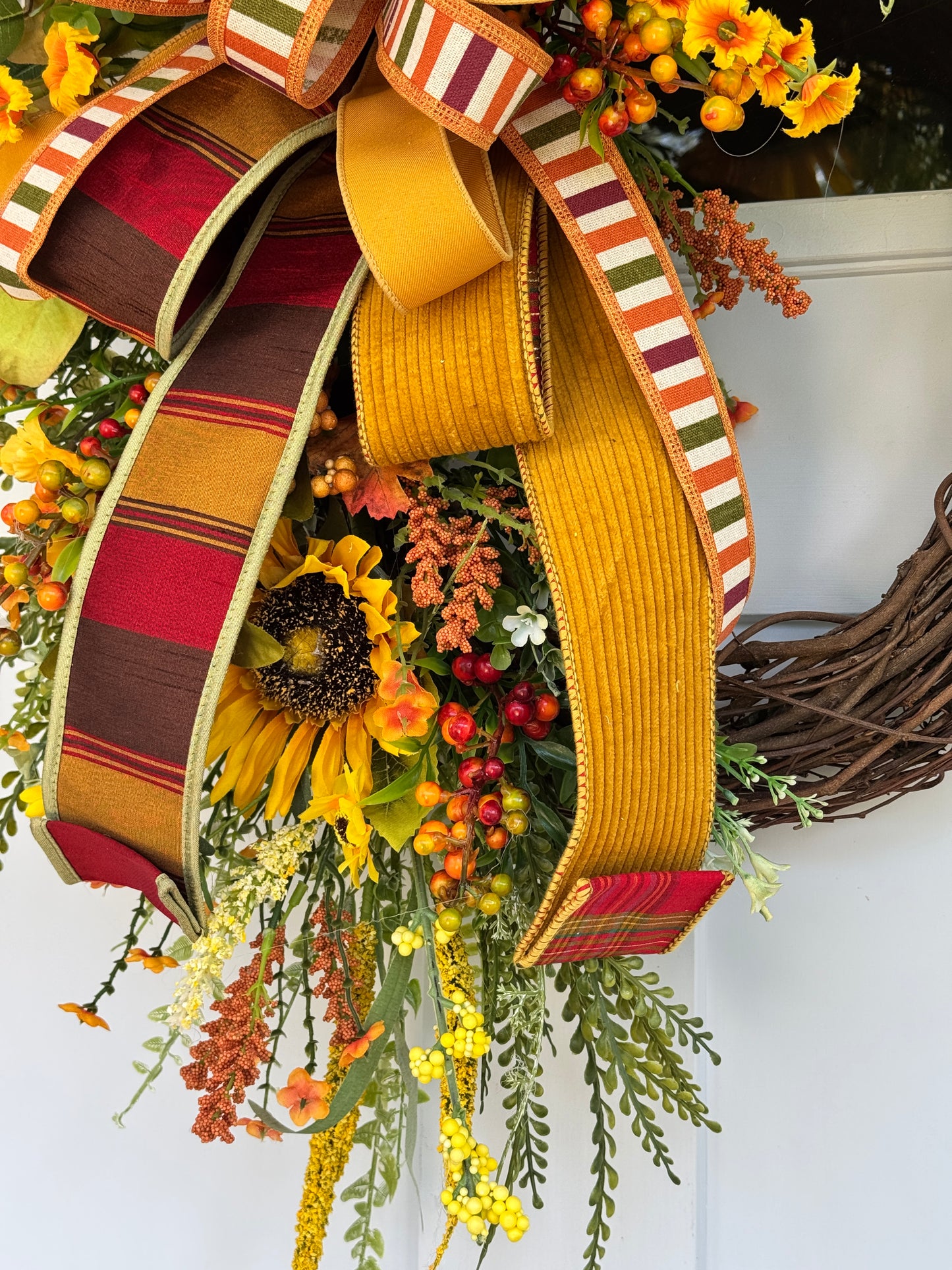 Golden Harvest Grapevine Wreath