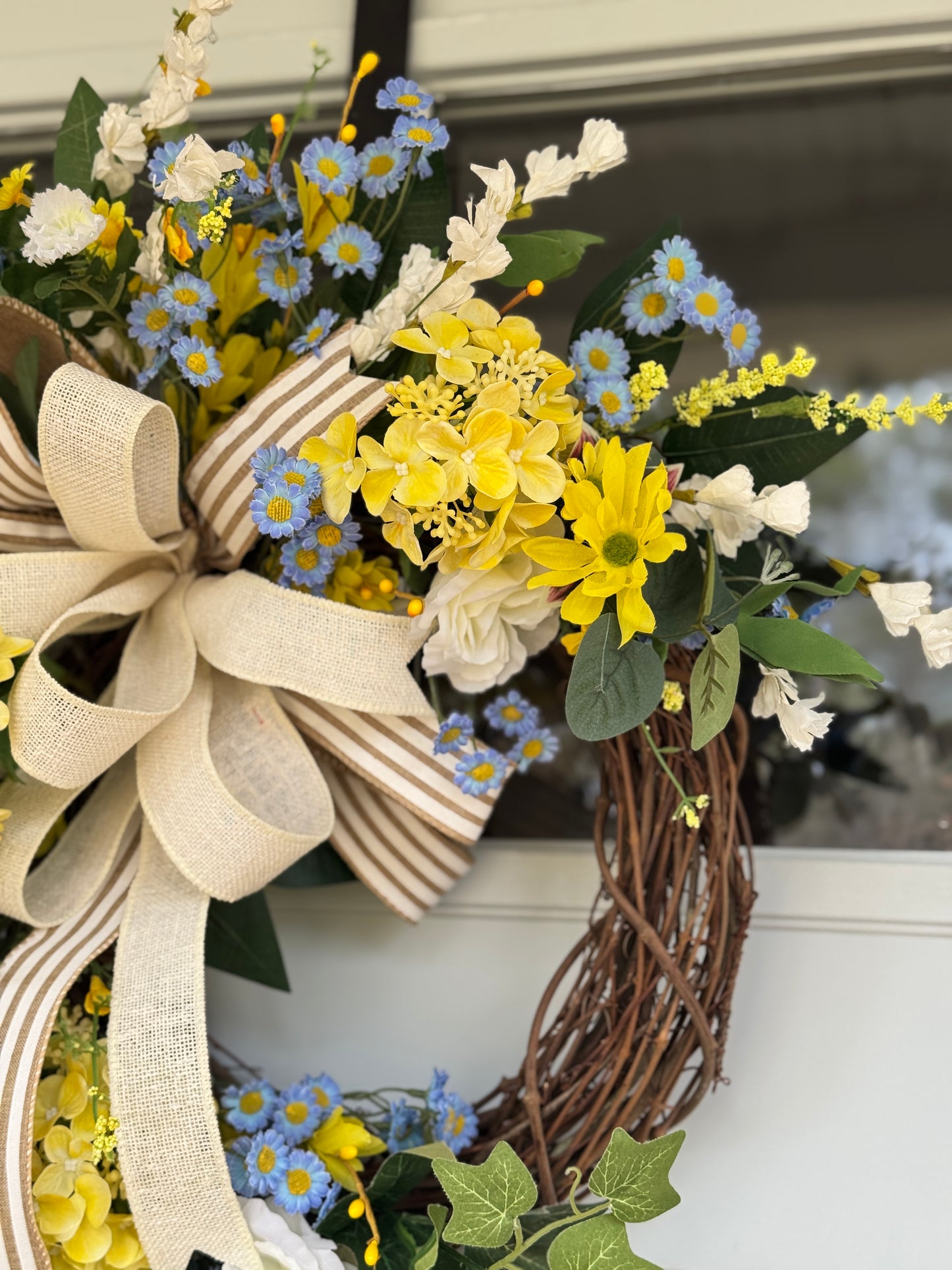 Yellow and Blue Floral Wreath