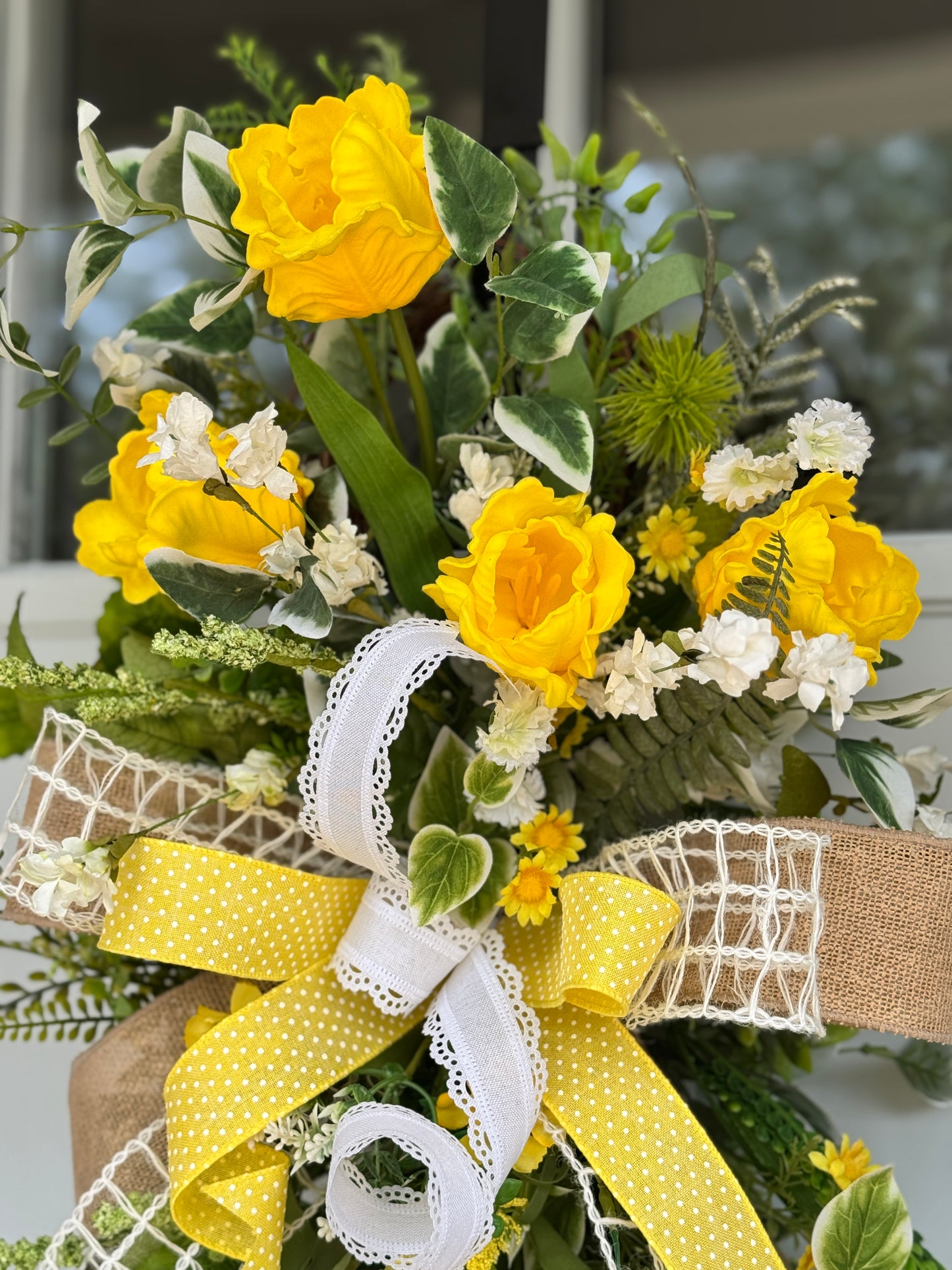 Yellow Tulip Angel Vine Loop Wreath