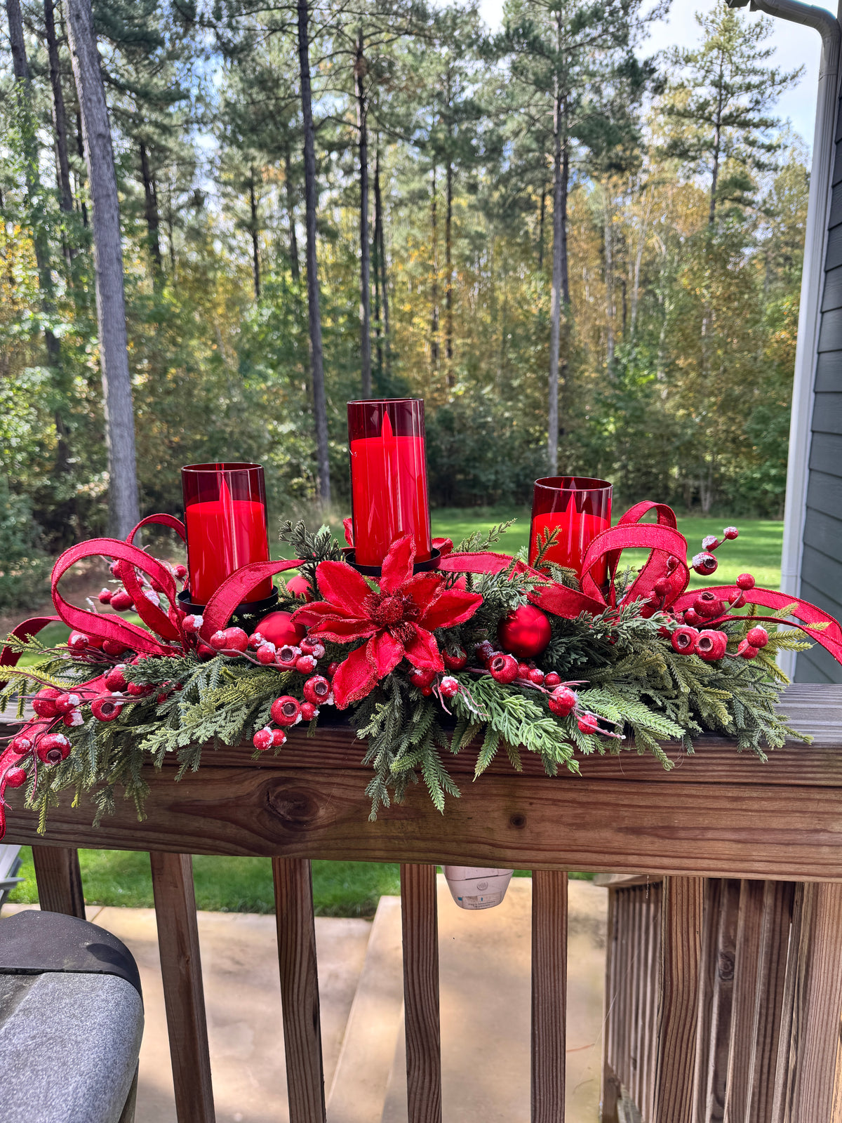 Red Poinsettia Christmas Centerpiece