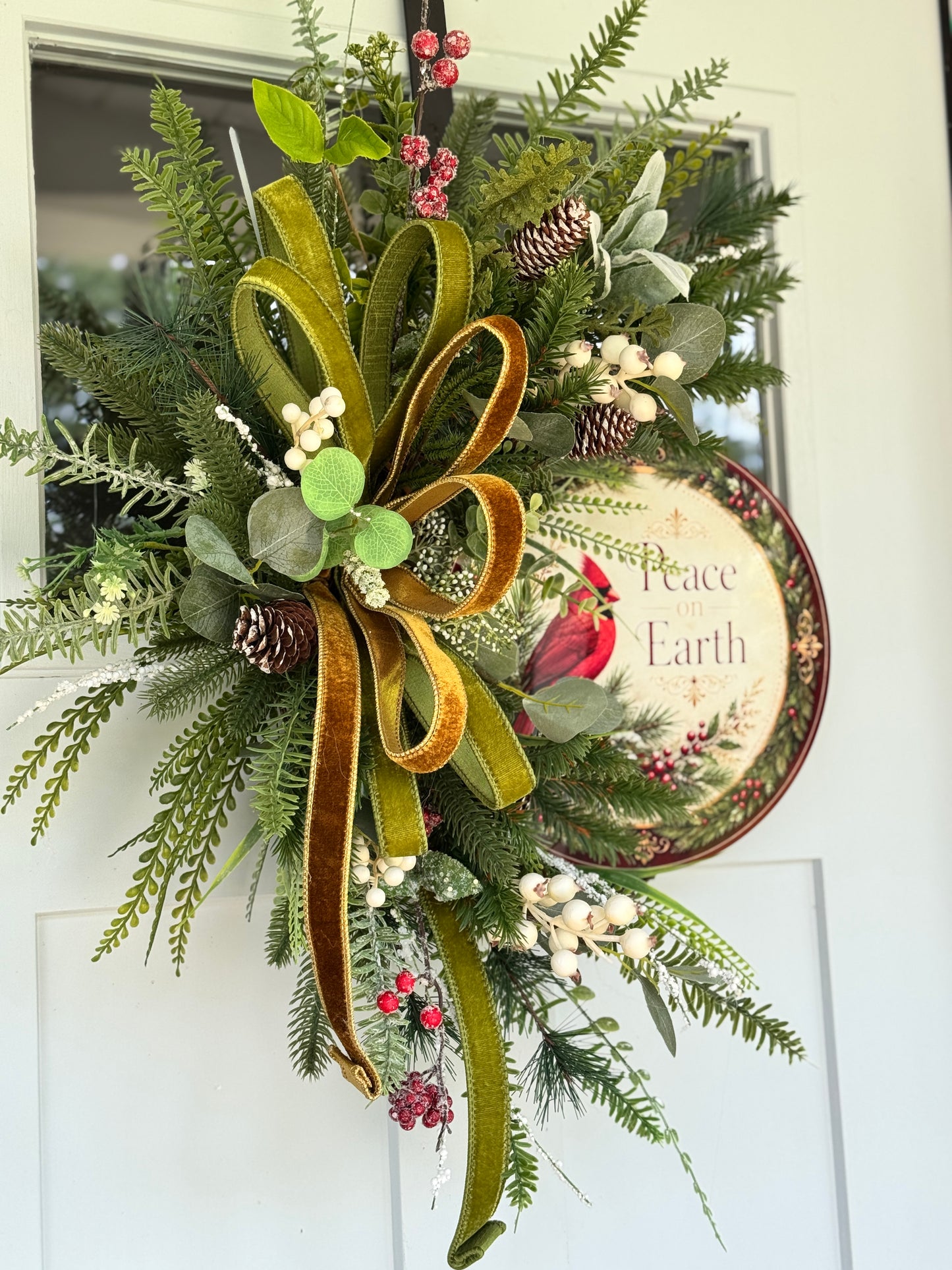 Rustic Peace on Earth Cardinal Wreath