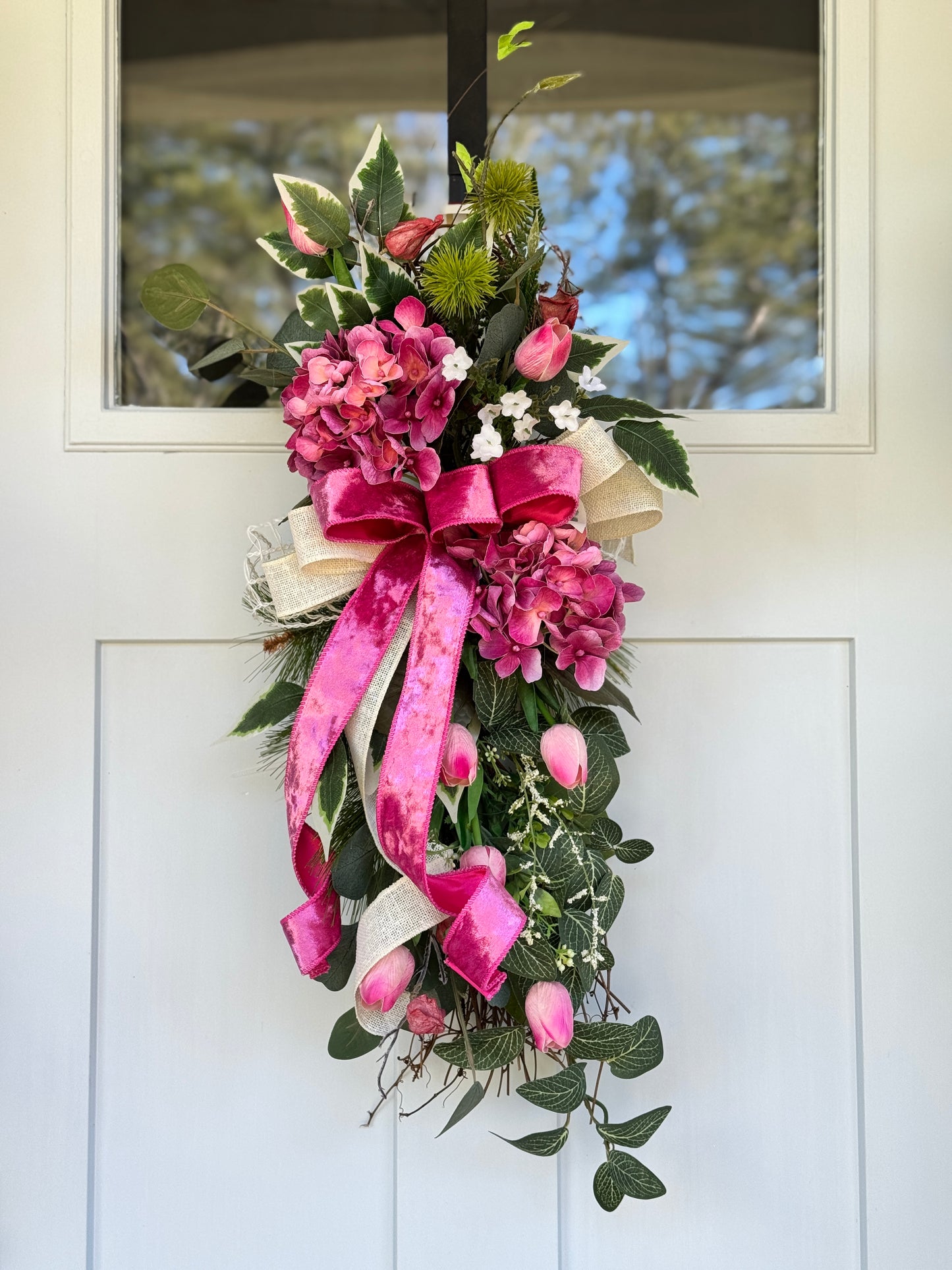 Elegant Pink Floral Angel Vine Loop Door Swag