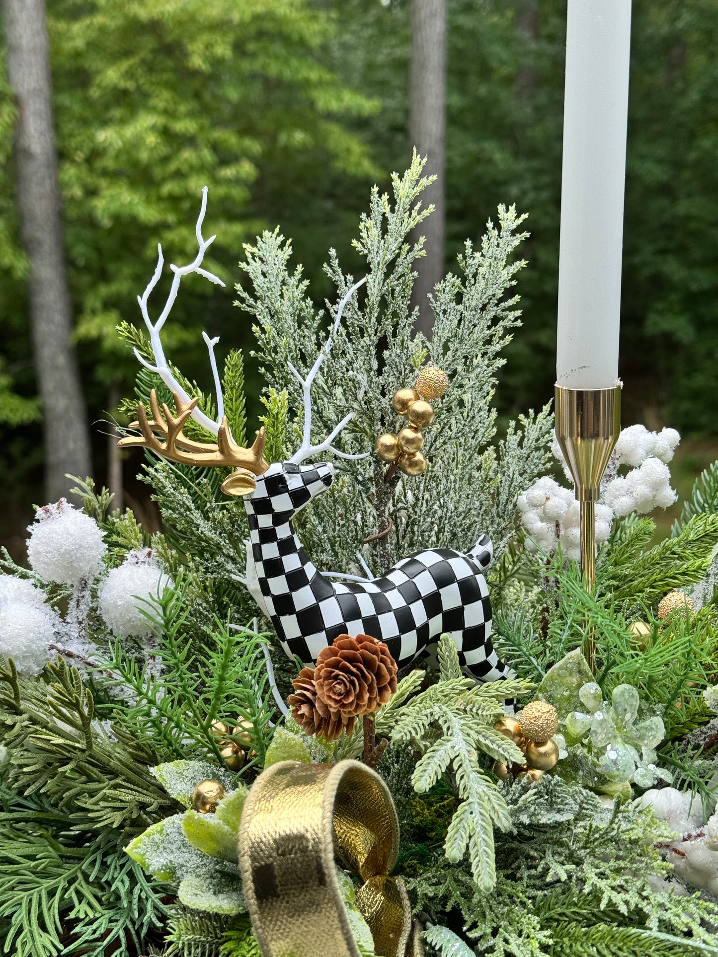Elegant Black and White Winter/Holiday Centerpiece