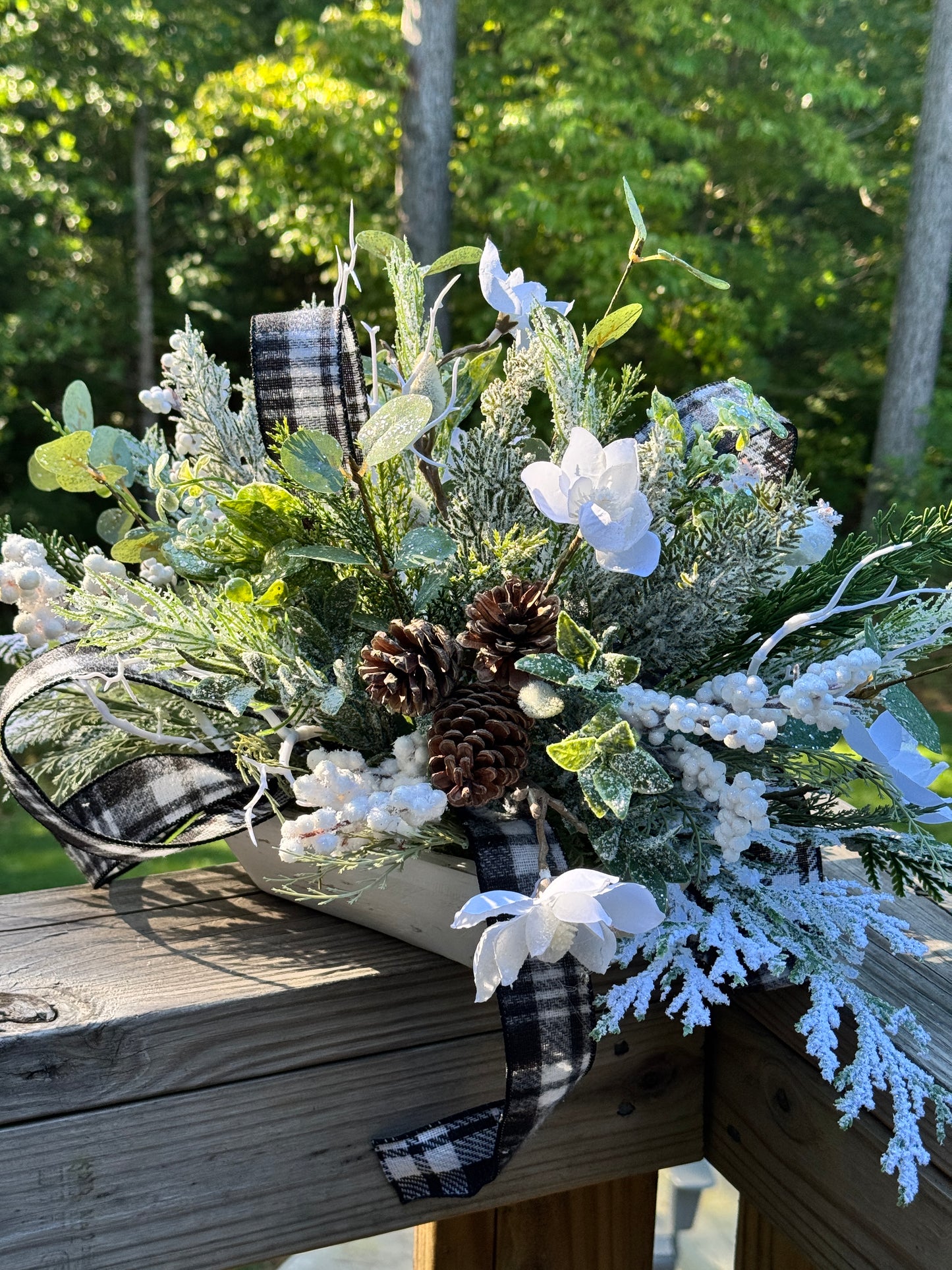Snowy Magnolias & Frosted Winter Centerpiece