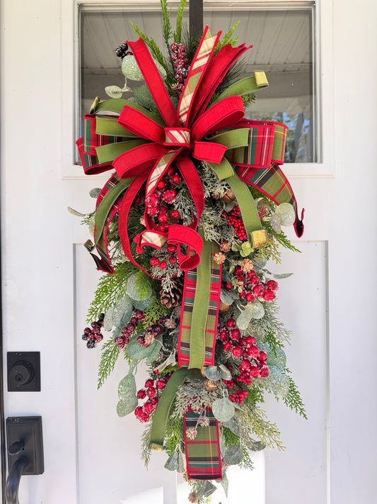 Classic Winter/Holiday Red and Moss Wreath