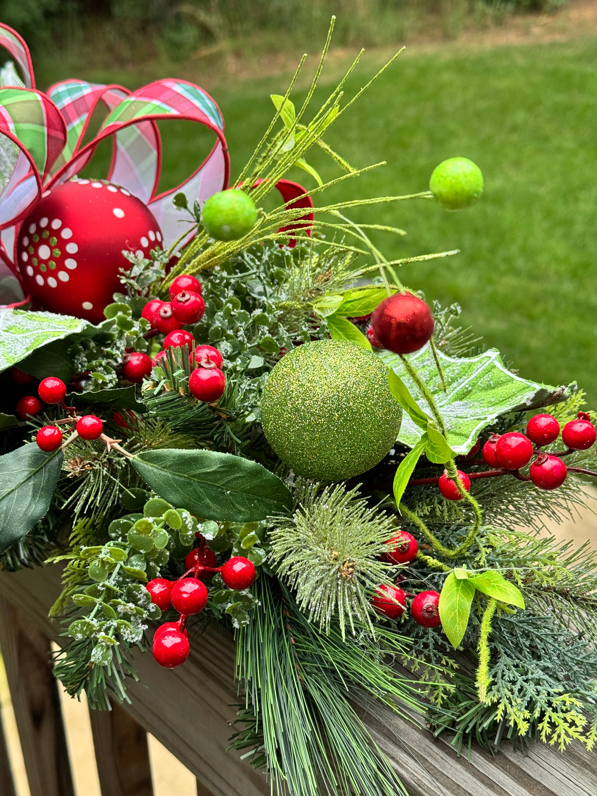 Vibrant Red & Lime Green Christmas Arrangement