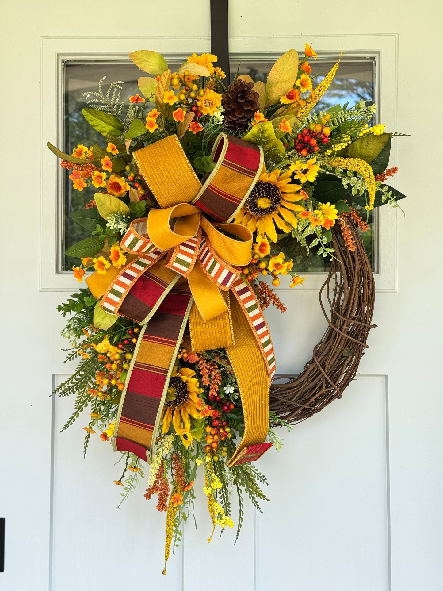 Golden Harvest Grapevine Wreath