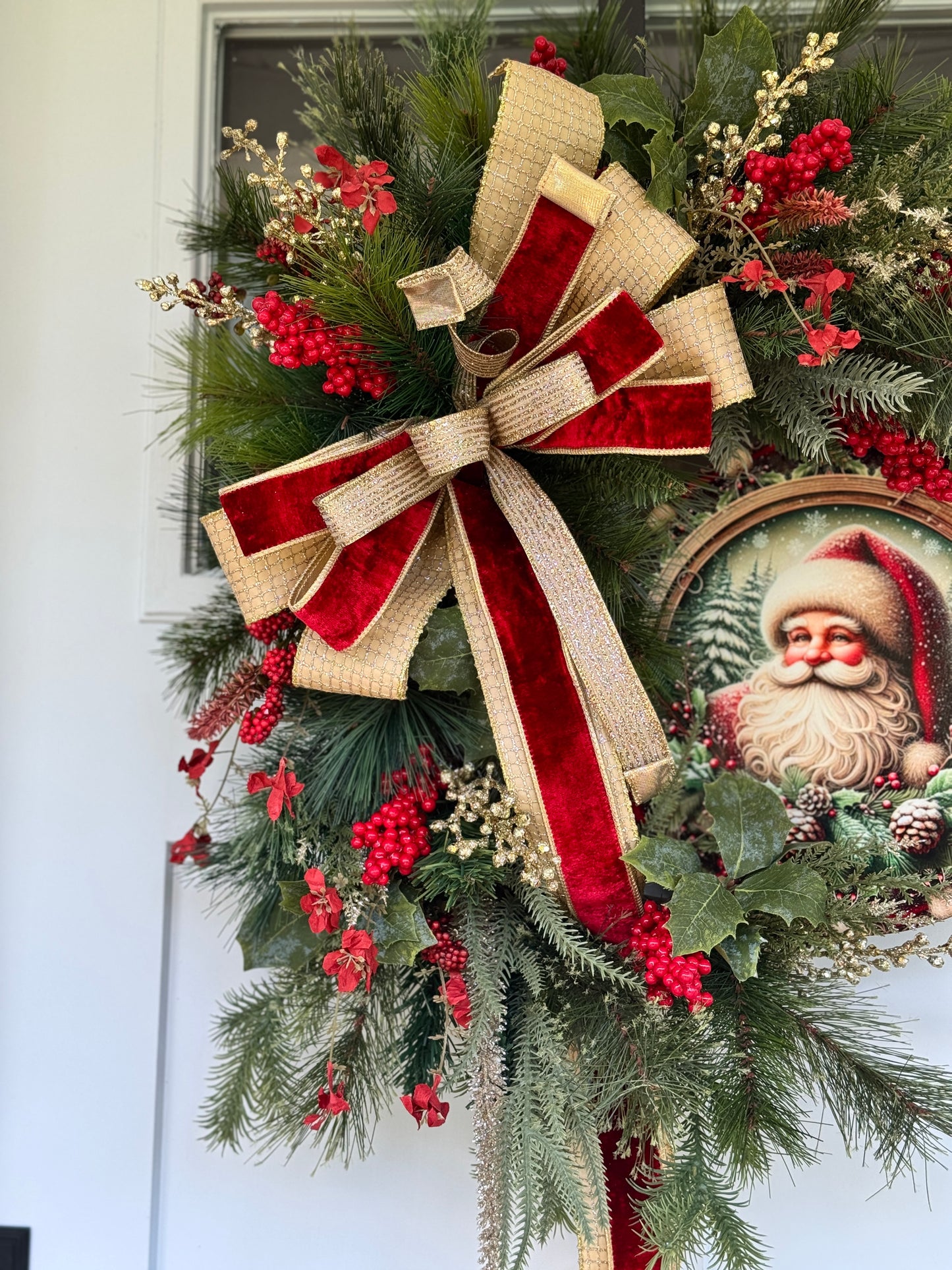 Vintage Inspired Santa Holiday Wreath