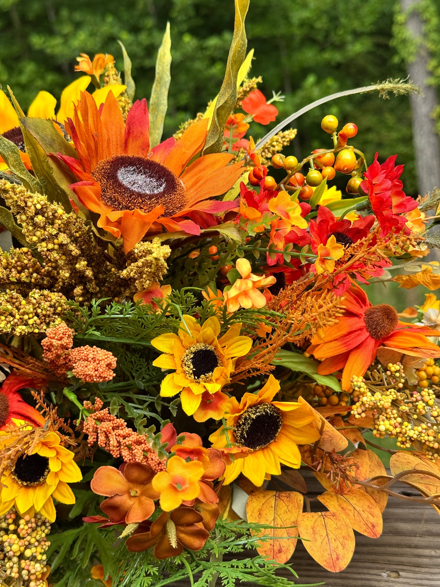 Fall Sunflower Dough Bowl Centerpiece