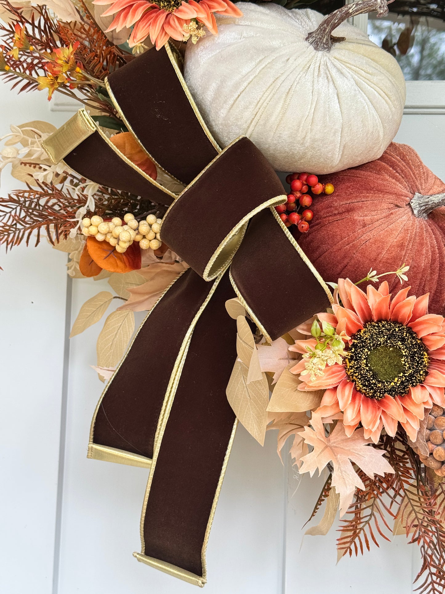 Rust & Cream Pumpkin Autumn Wreath