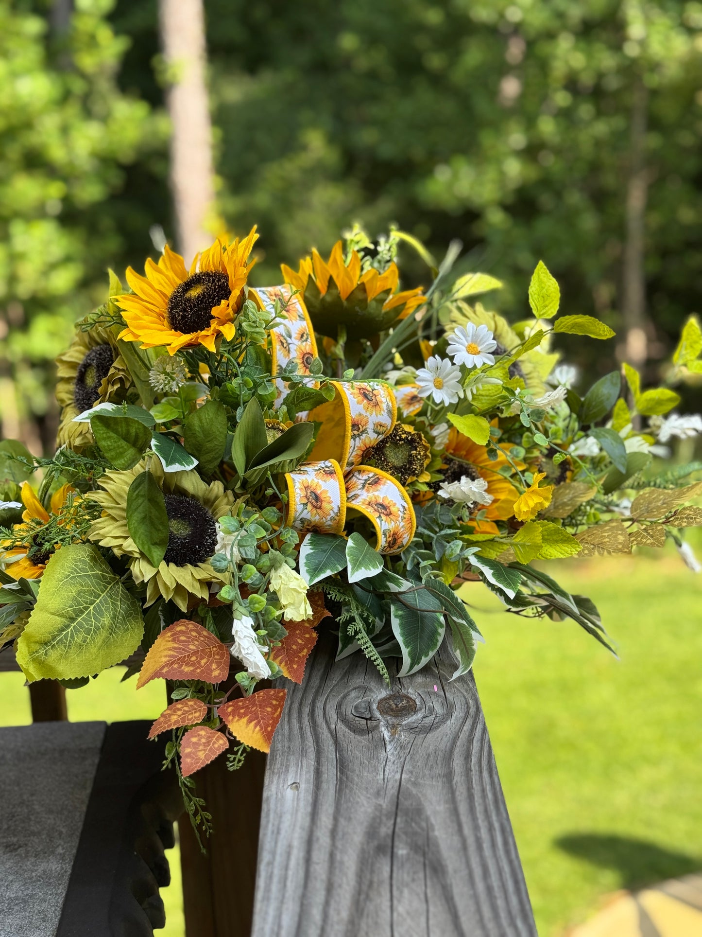Sunflower and Greenery Fall Centerpiece/Arrangement