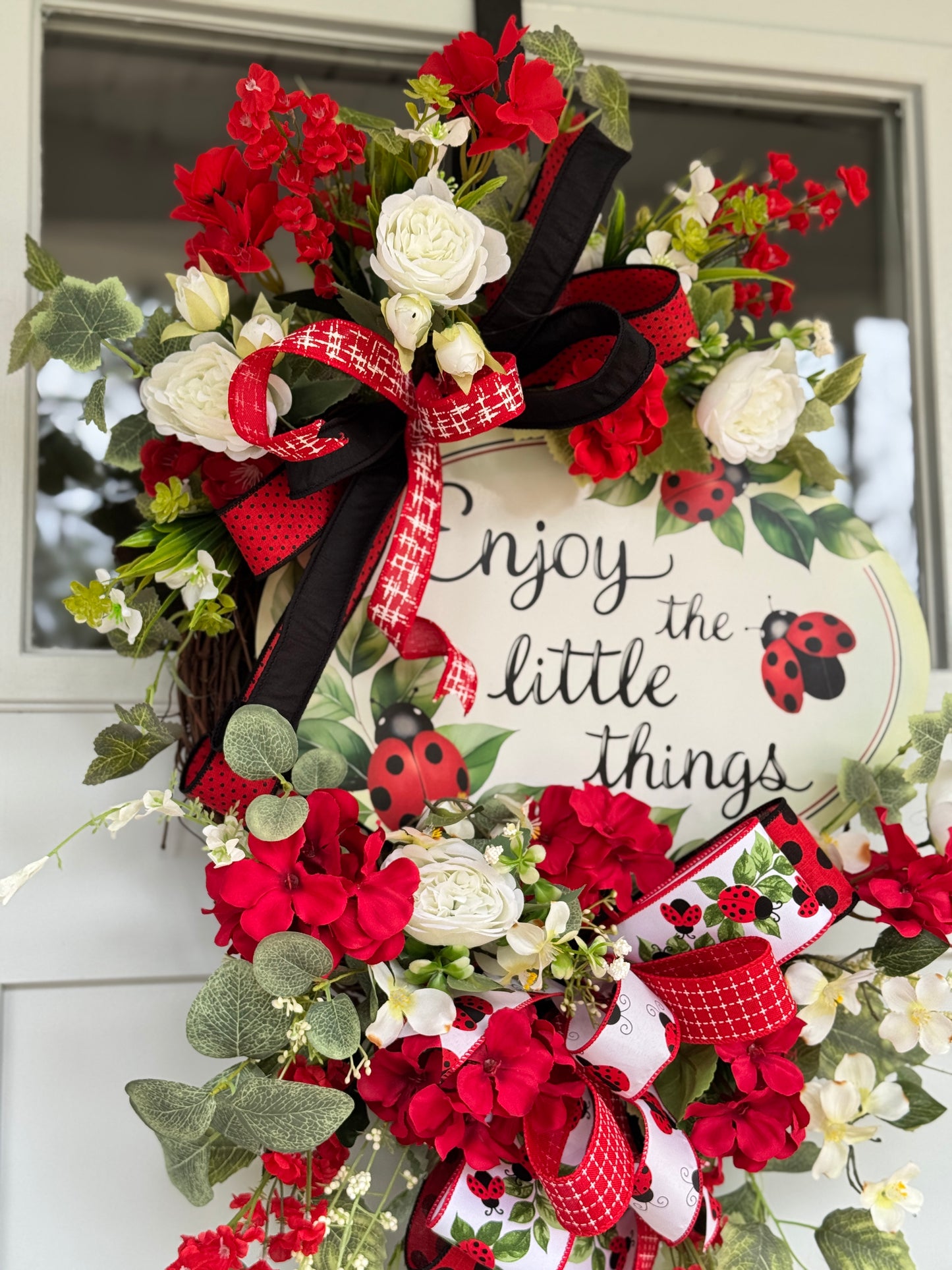 Enjoy The Little Things Ladybug Wreath