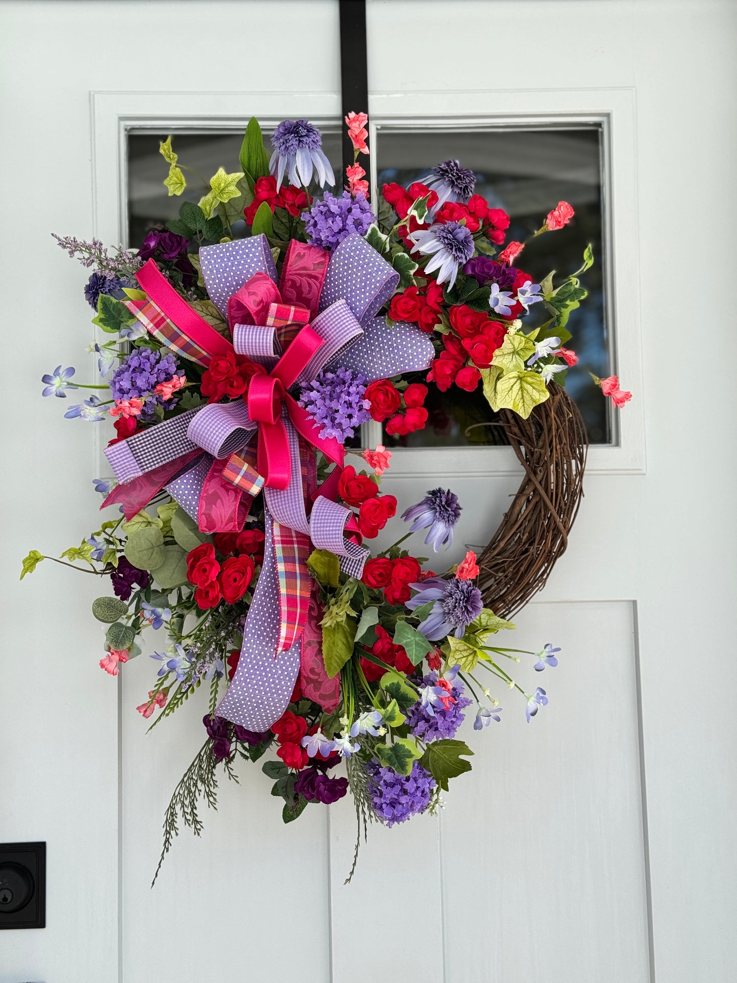 Hot Pink and Purple Floral Wreath