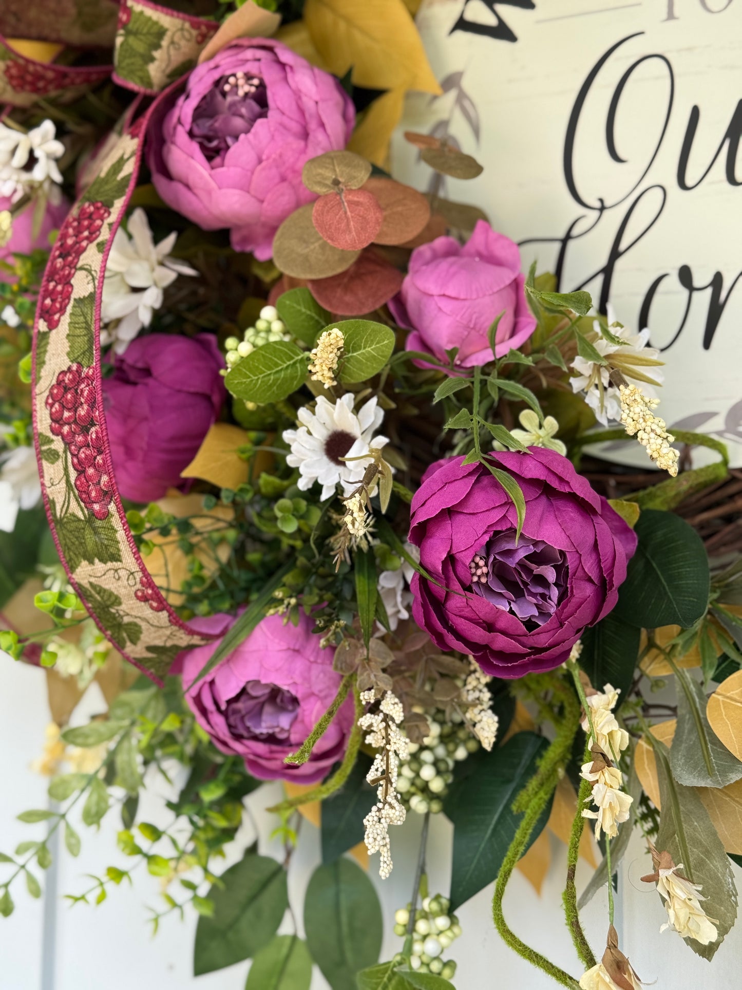 Purple Floral Welcome Wreath