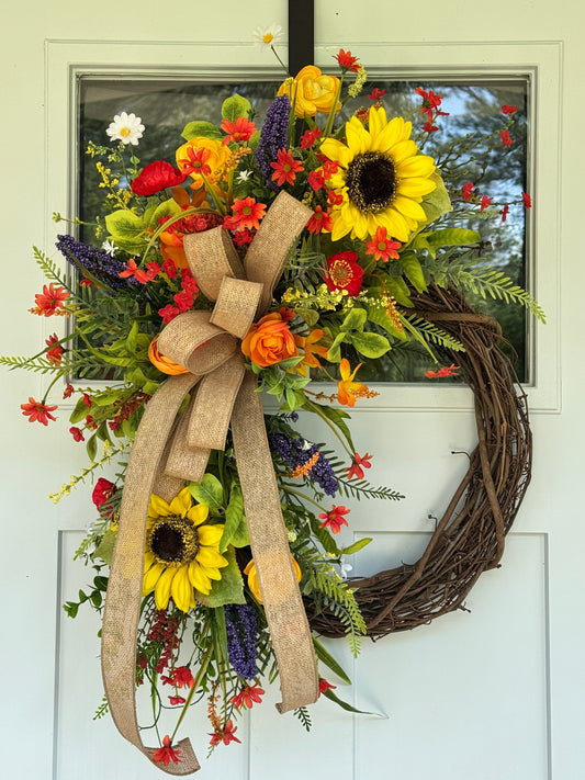 Large Wildflower Meadow Grapevine Wreath