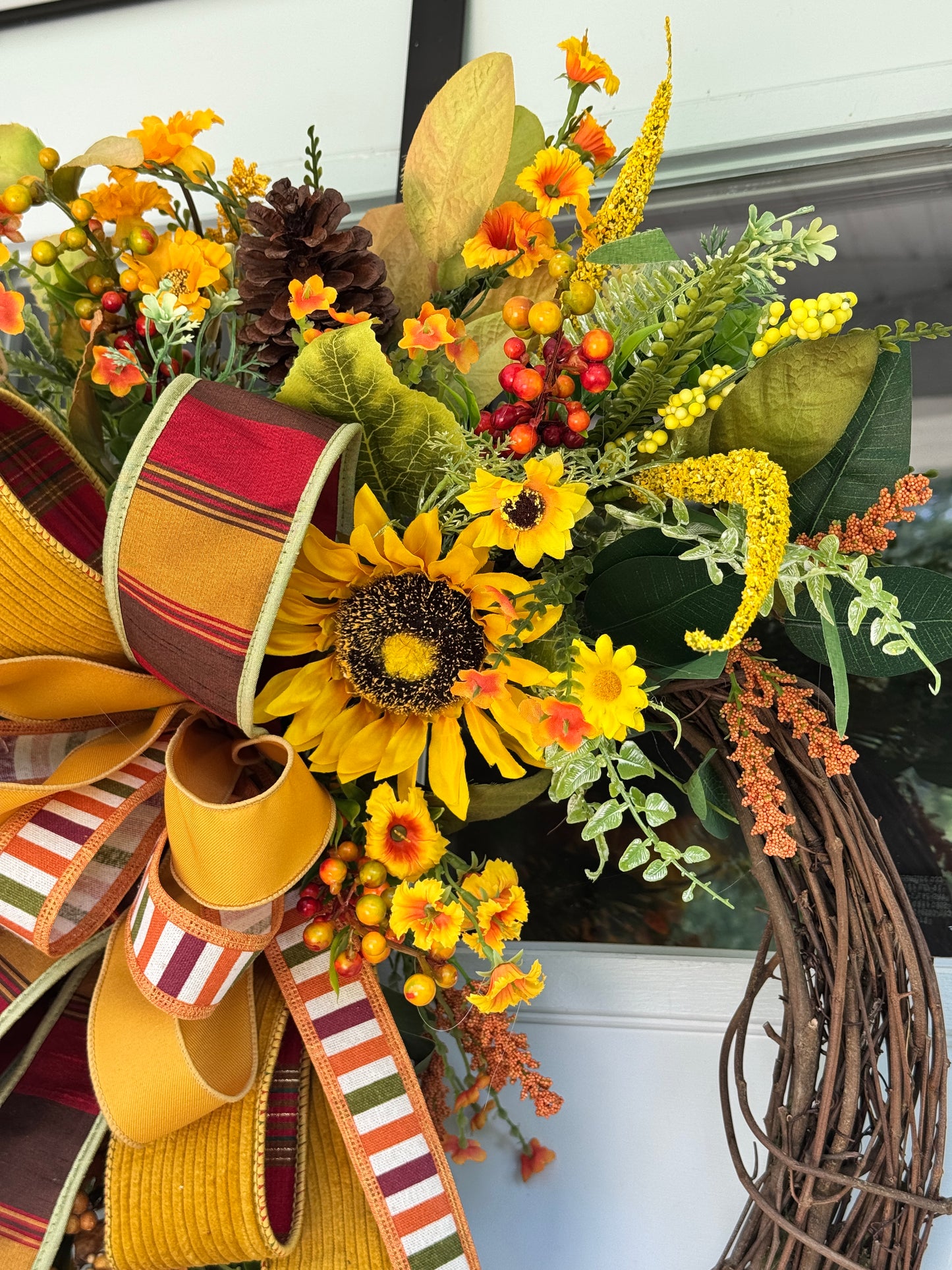 Golden Harvest Grapevine Wreath