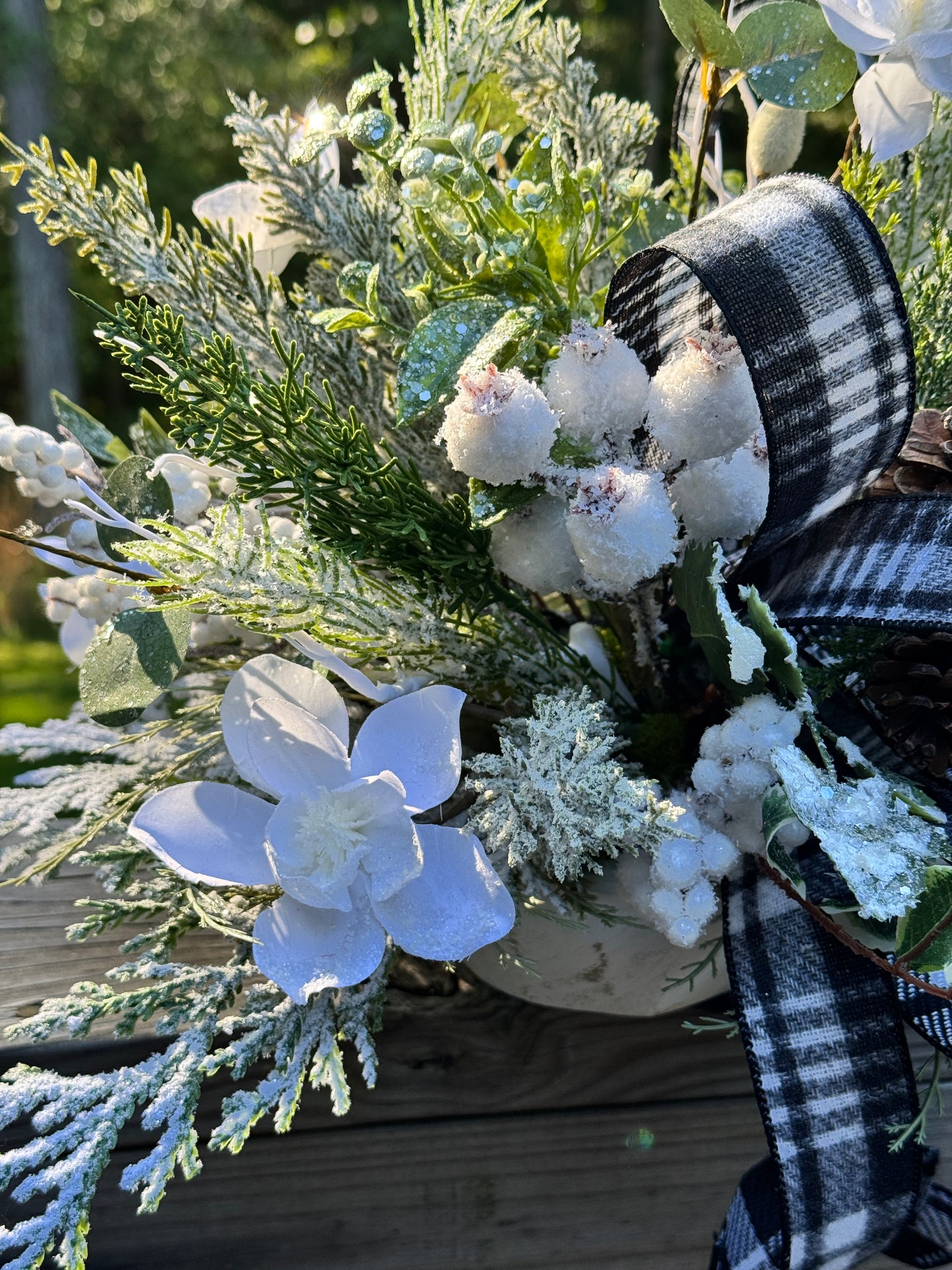 Snowy Magnolias & Frosted Winter Centerpiece