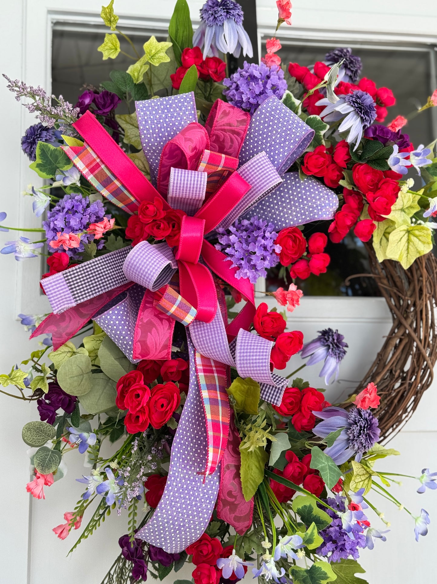 Hot Pink and Purple Floral Wreath