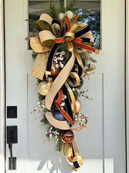 Large Elegant Cashmere Pine Teardrop Wreath