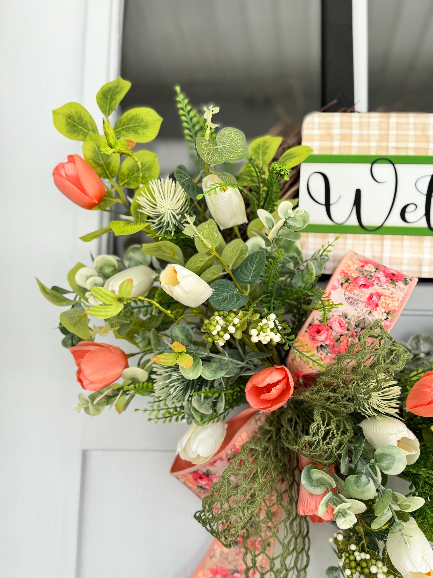 Floral Welcome Wreath with Tulips