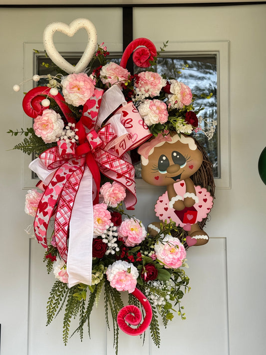Gingerbread Valentine's Day Heart Wreath