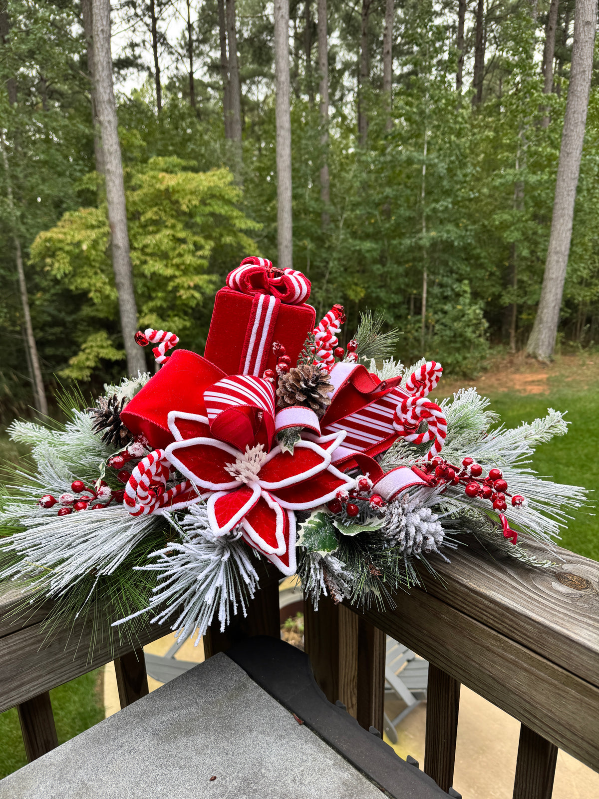 Red & White Peppermint Present Centerpiece