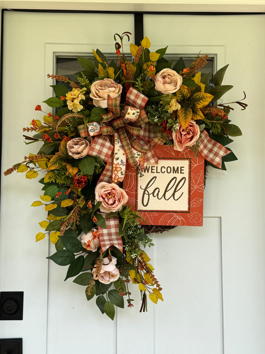 Large Neutral Tones Fall Floral Wreath