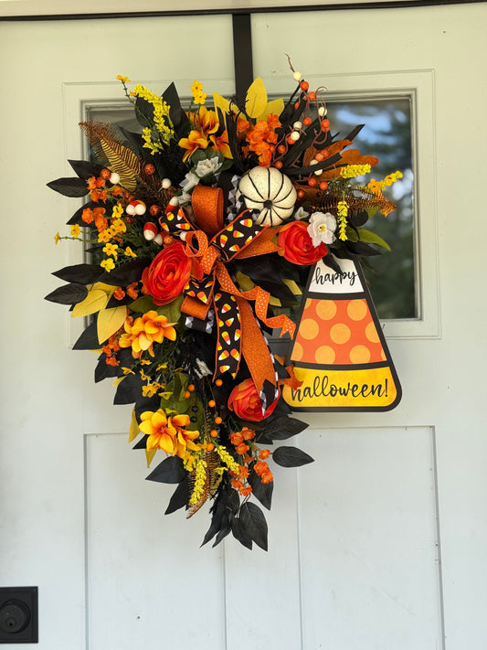 Festive Candy Corn Halloween Wreath