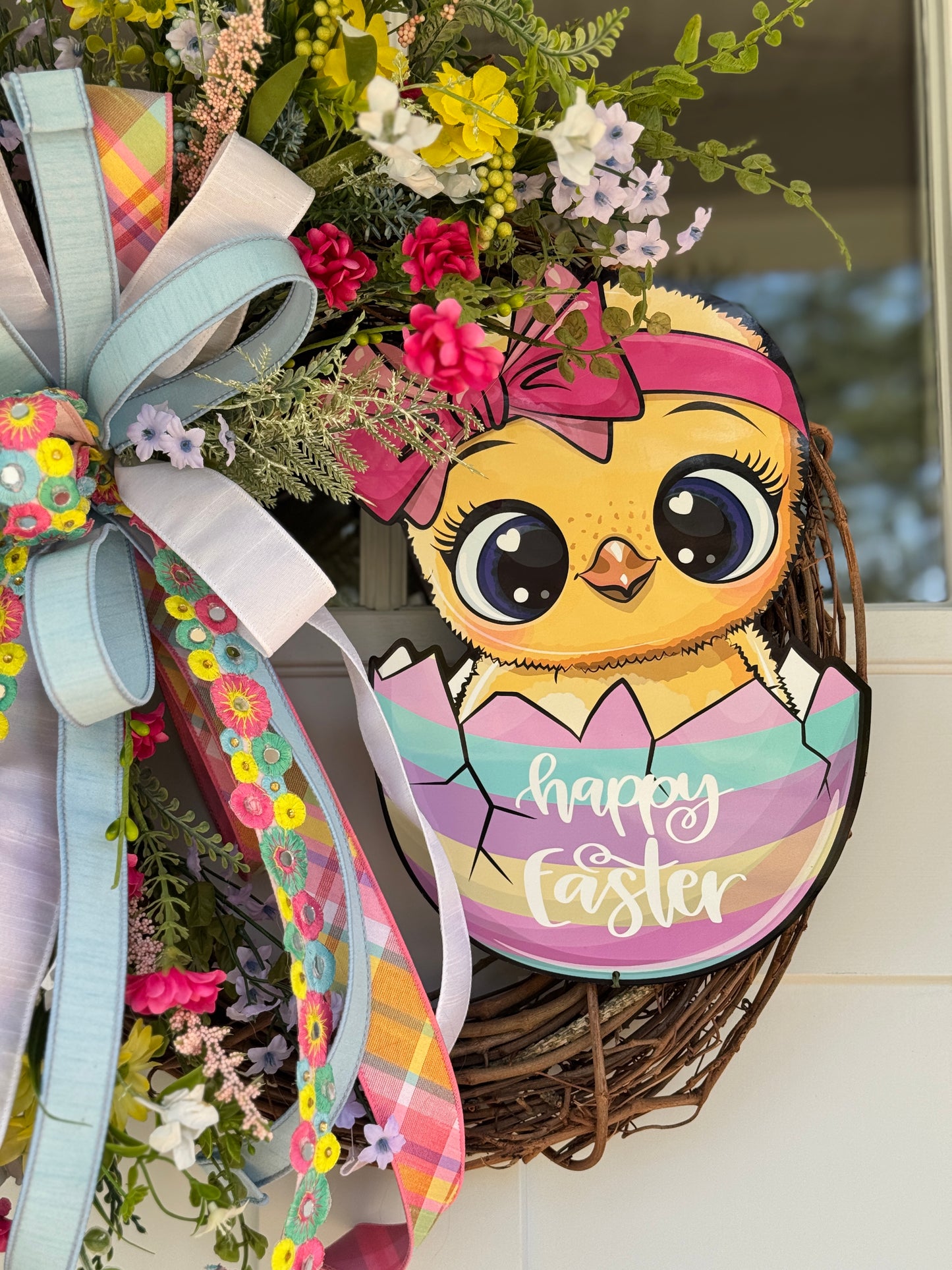Happy Easter Chick Wreath
