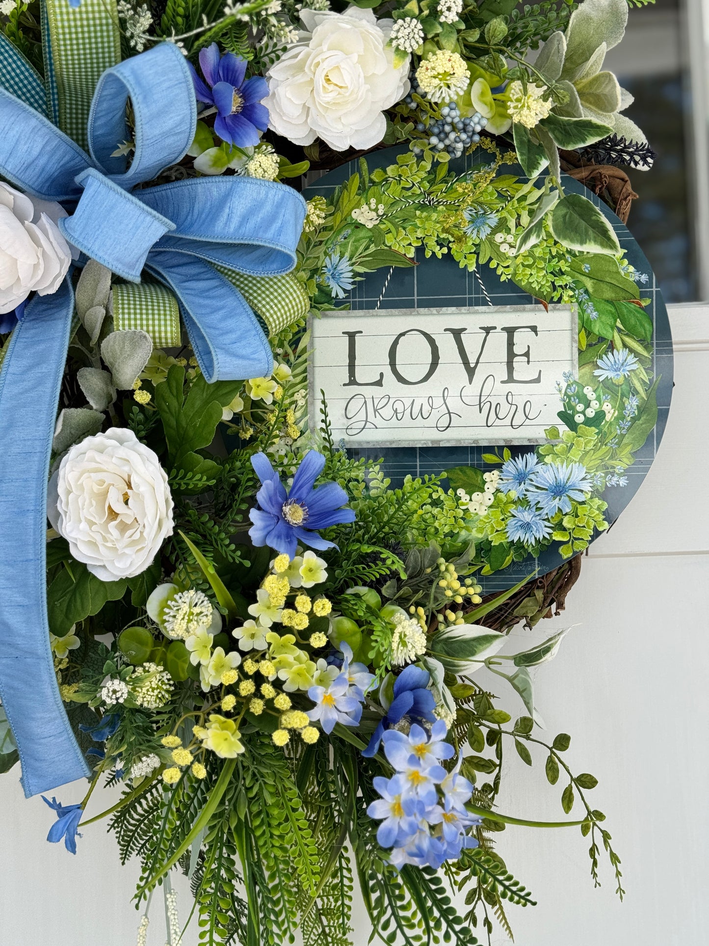 Love Grows Here Floral Wreath