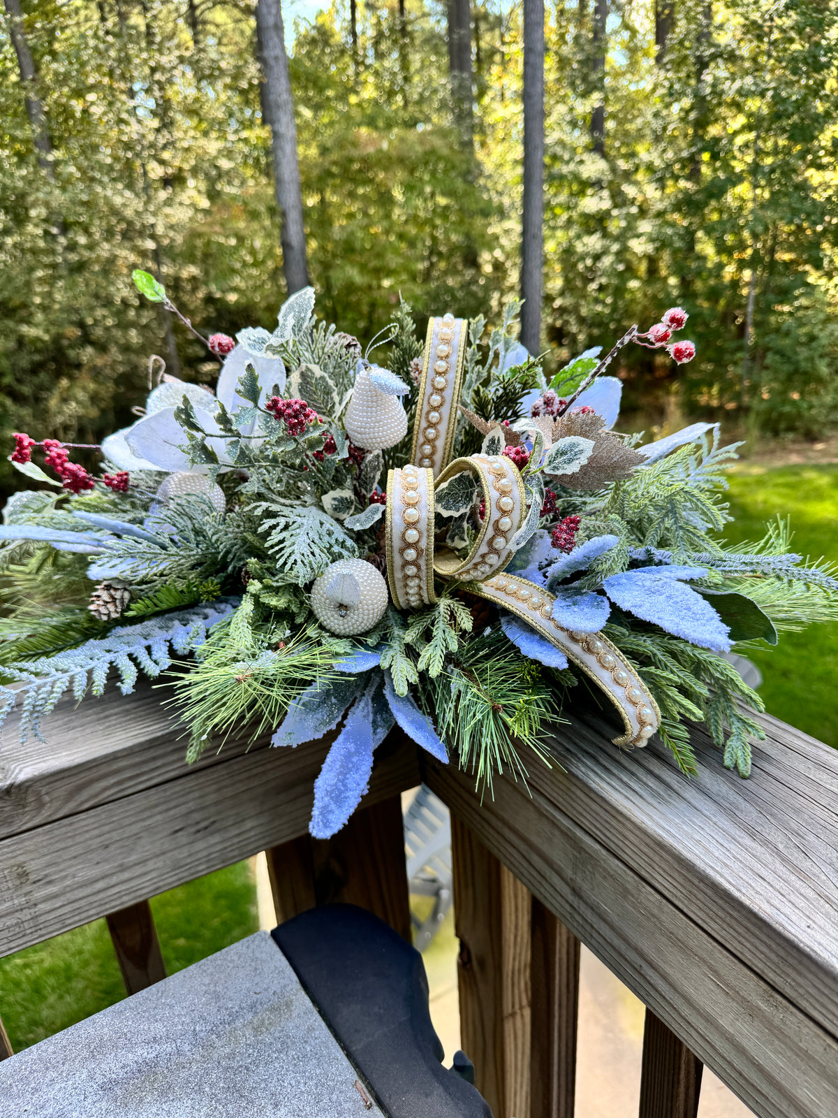 Elegant Ivory & Champagne Winter Floral Centerpiece