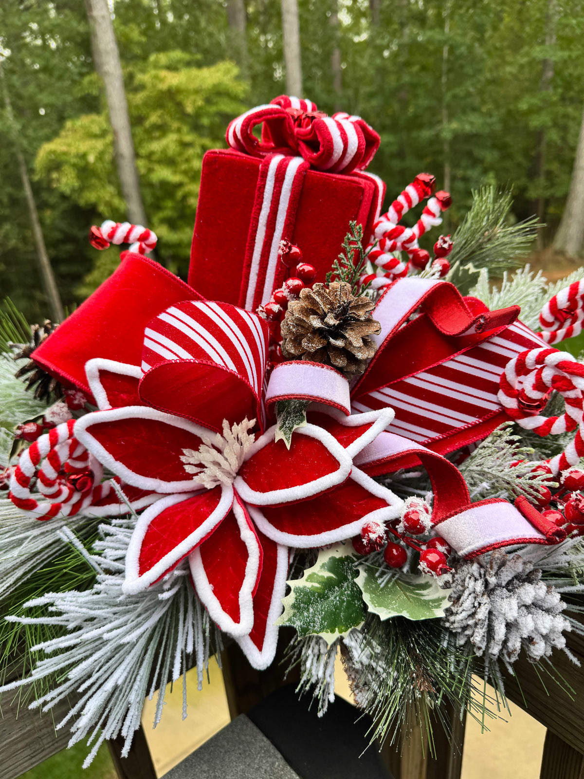 Red & White Peppermint Present Centerpiece