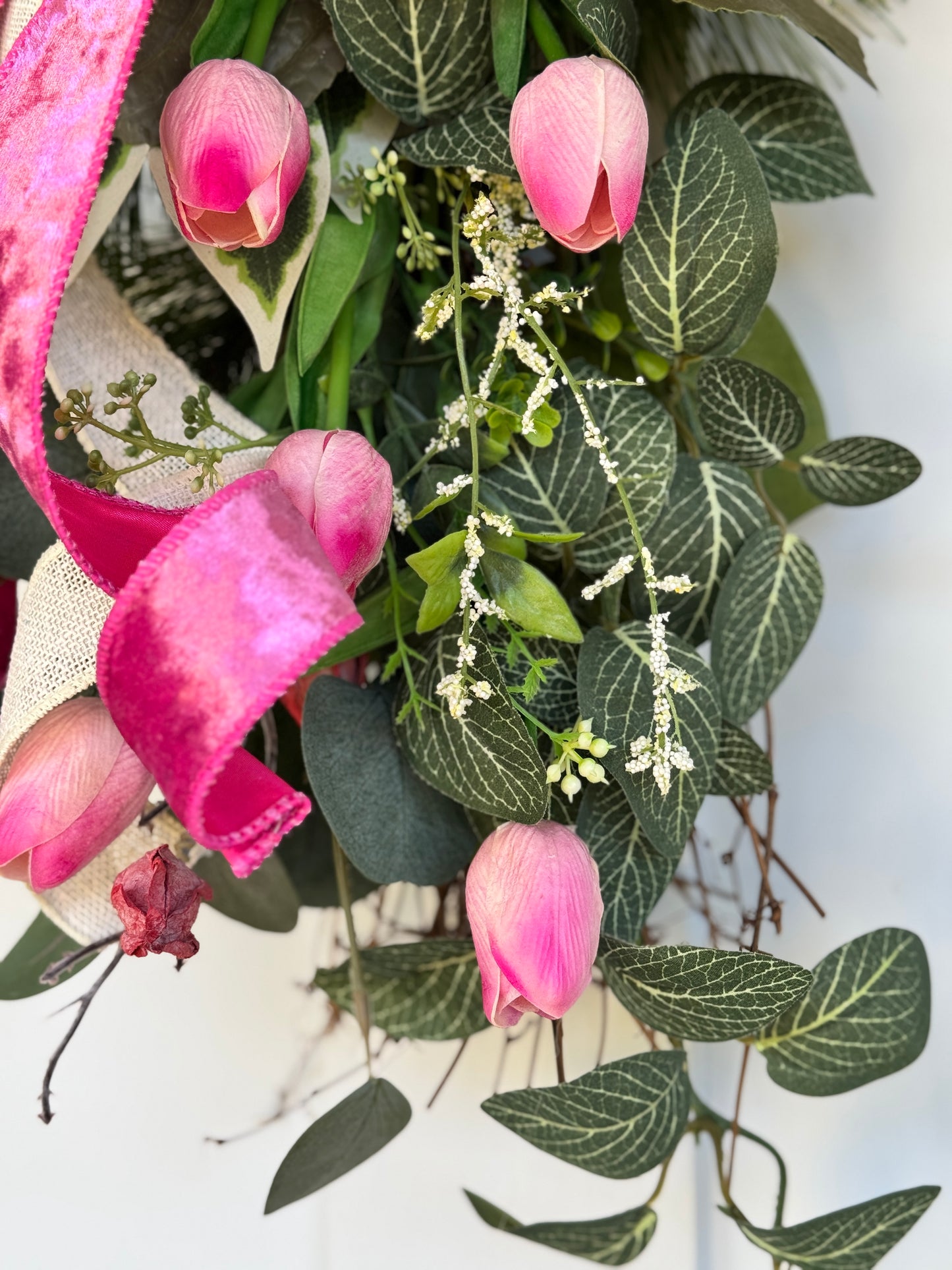 Elegant Pink Floral Angel Vine Loop Door Swag