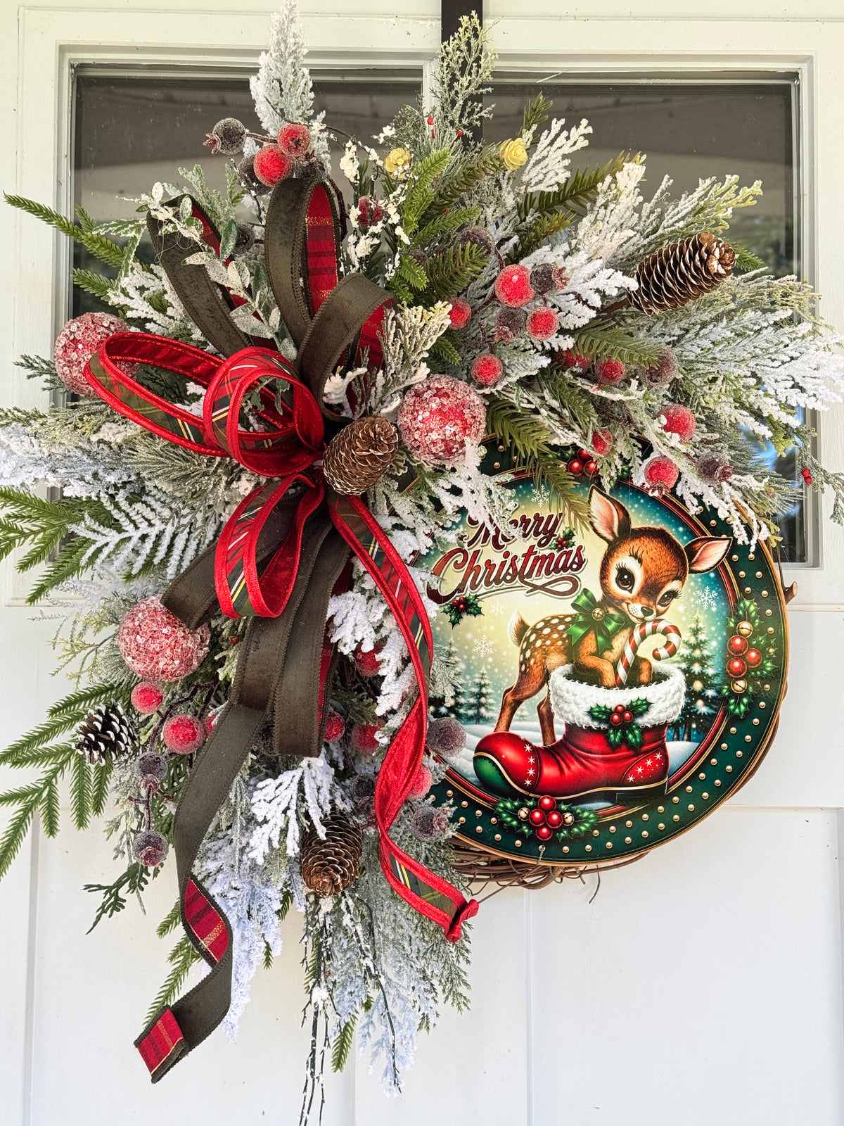 Adorable Deer “Merry Christmas” Wreath