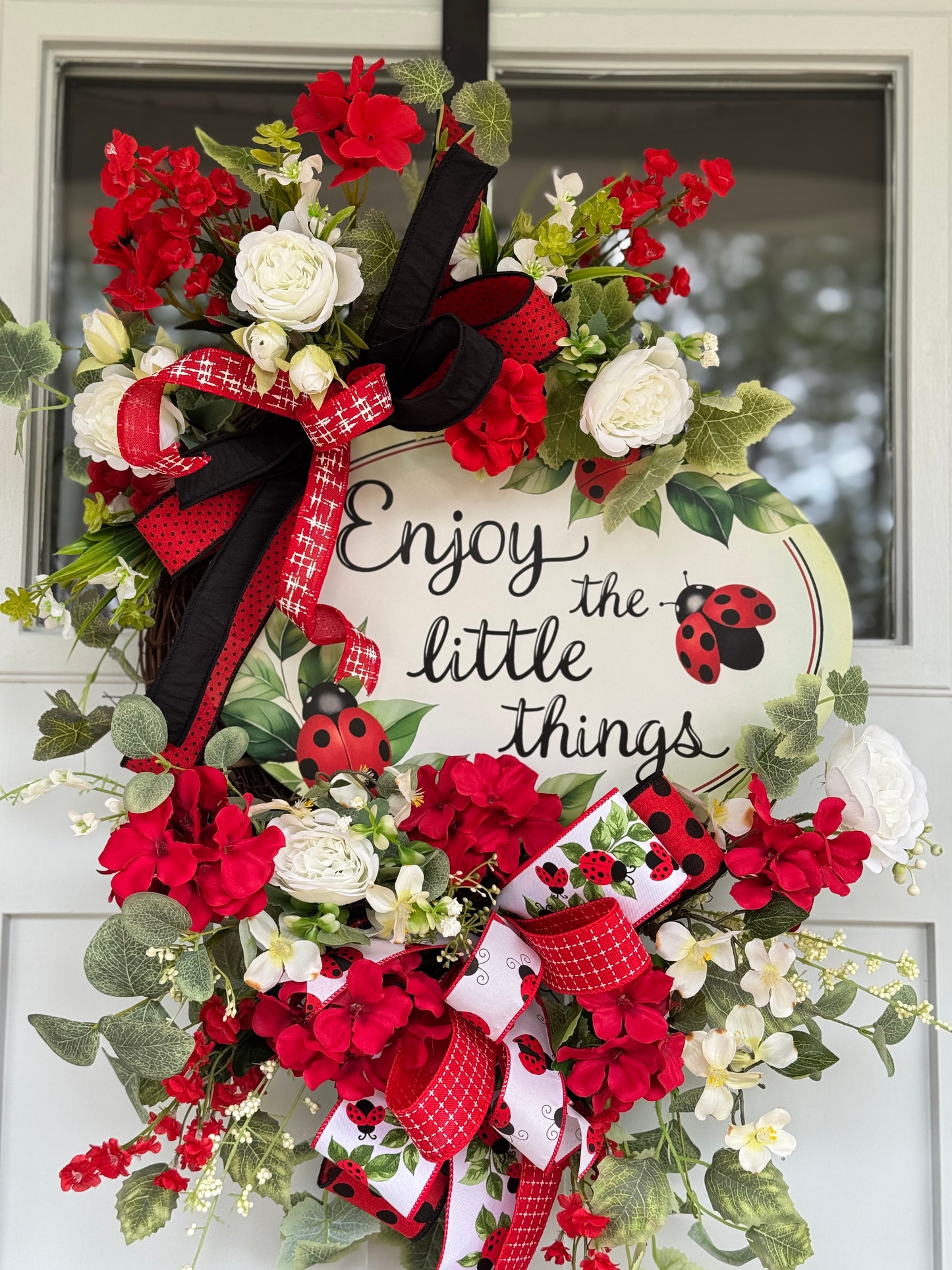 Enjoy The Little Things Ladybug Wreath