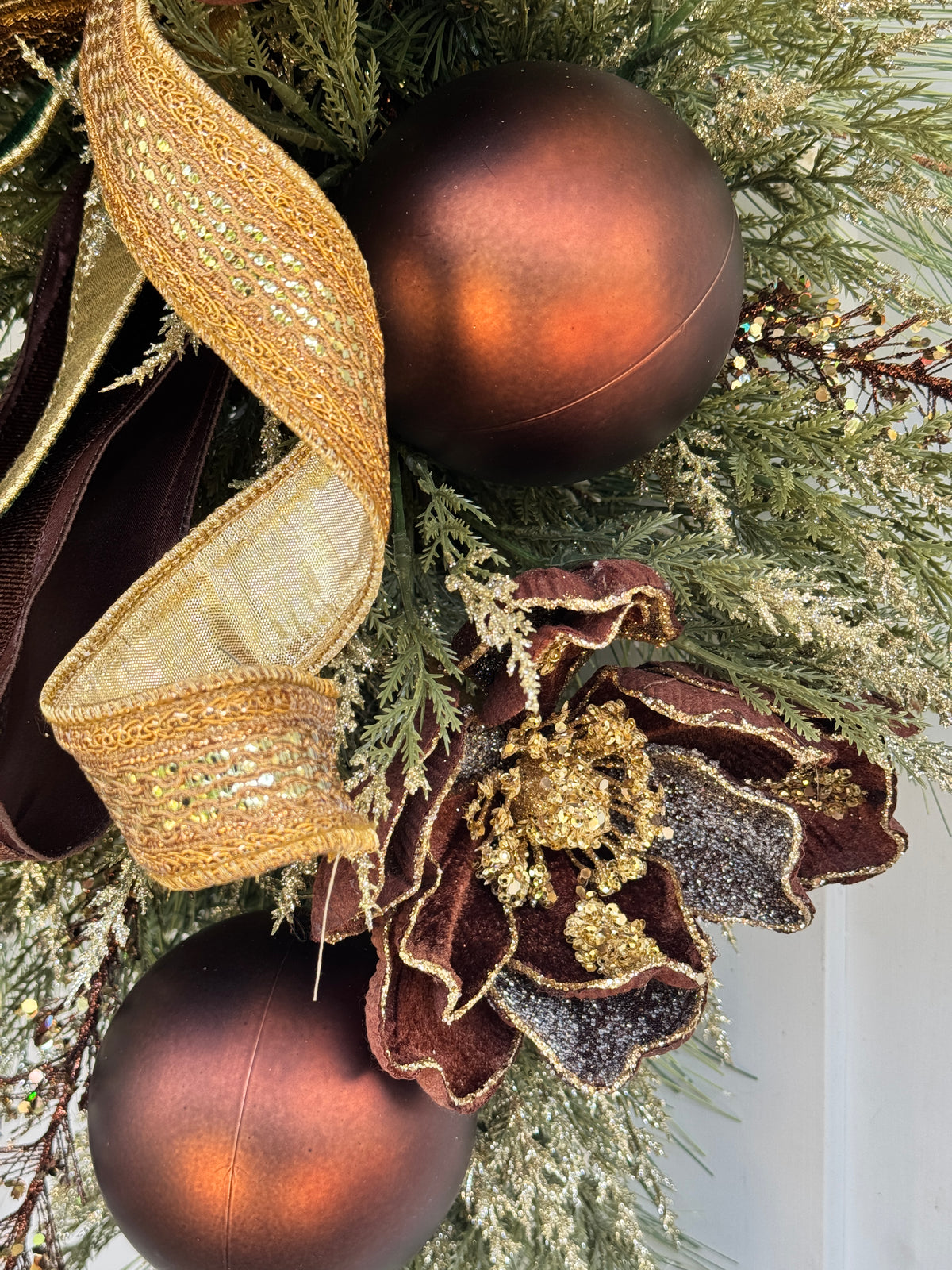 Chocolate Brown & Gold Winter Wreath