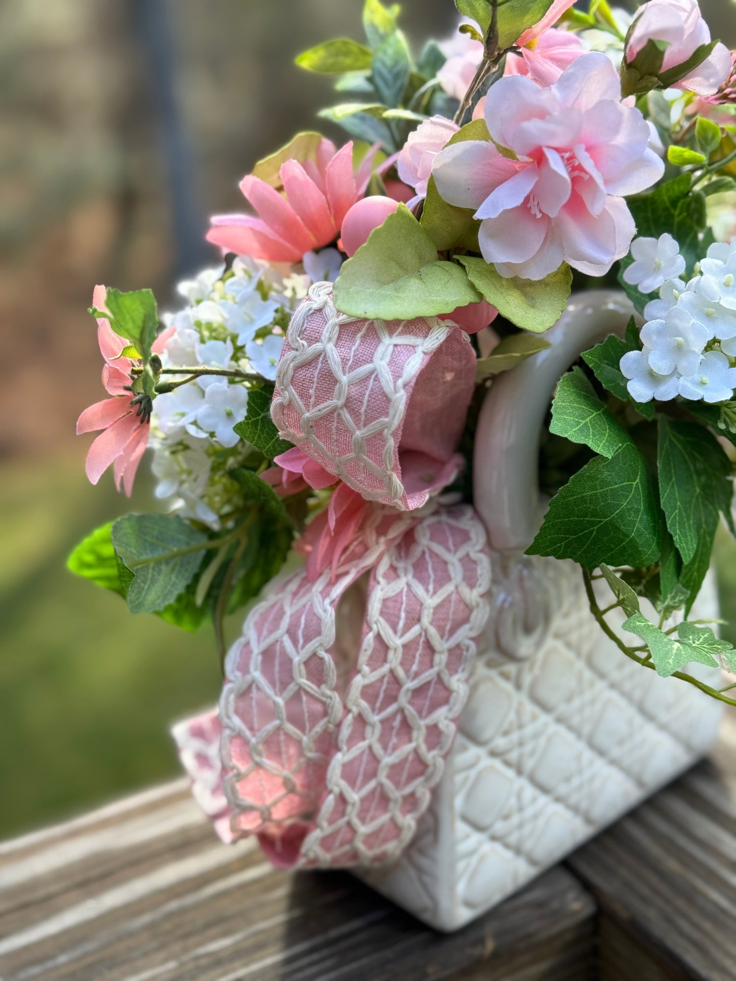 Elegant Floral Arrangement in White Quilted Vase