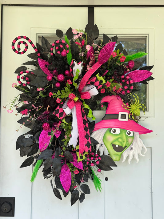 Vibrant Witch Halloween Wreath