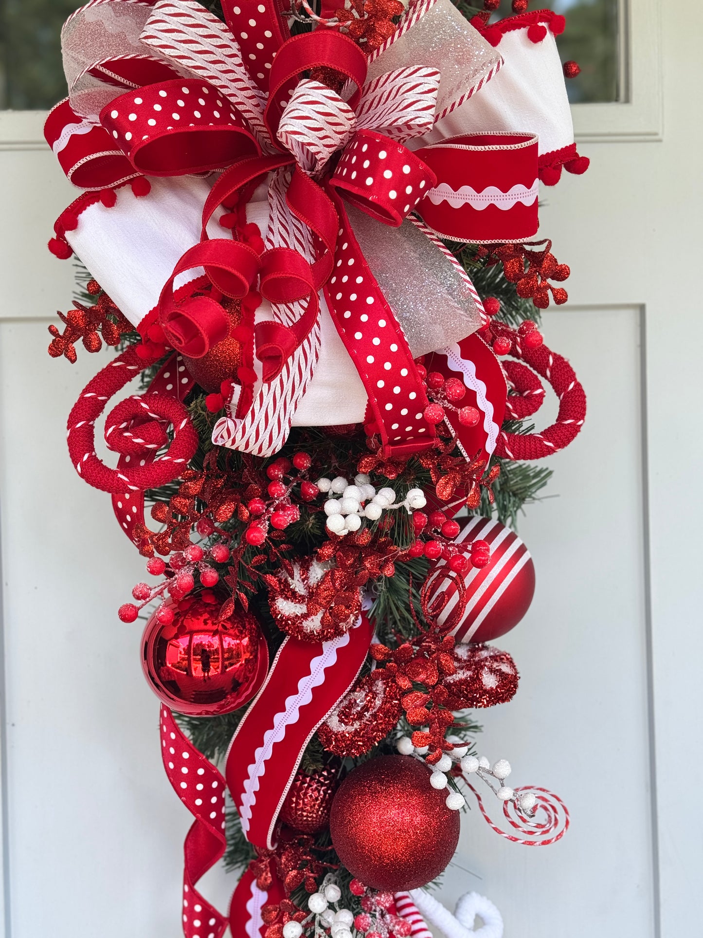 Peppermint Candy Cane Teardrop Wreath
