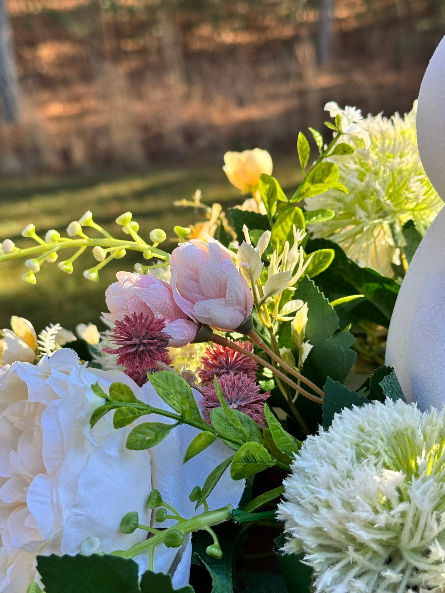 White Floral Bunny Centerpiece