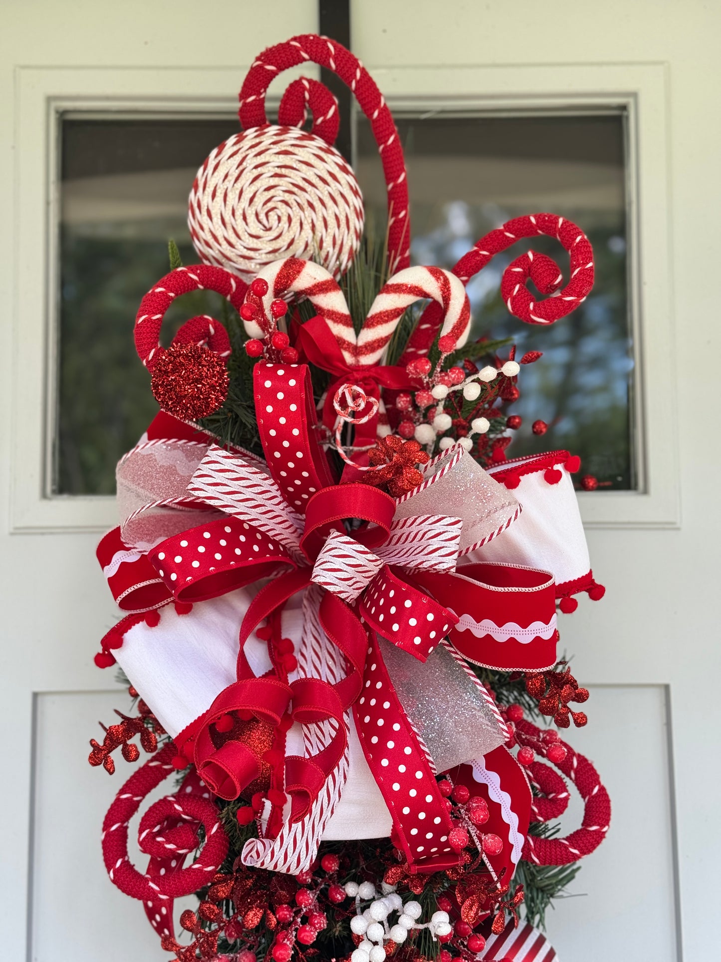 Peppermint Candy Cane Teardrop Wreath