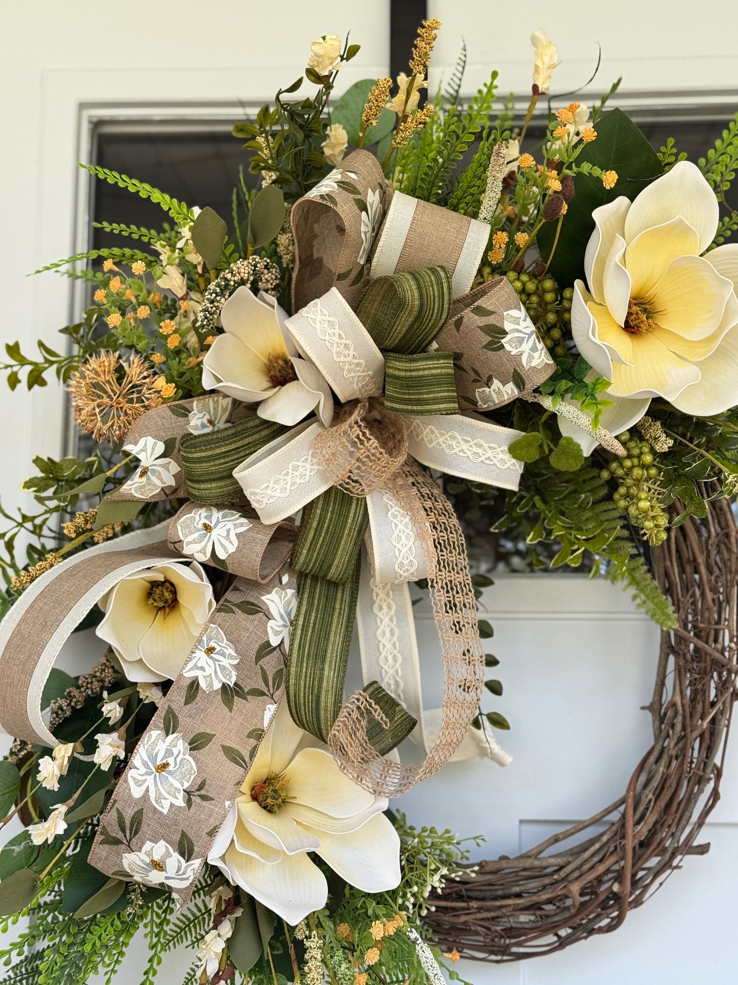 Elegant Southern Magnolia Floral Wreath