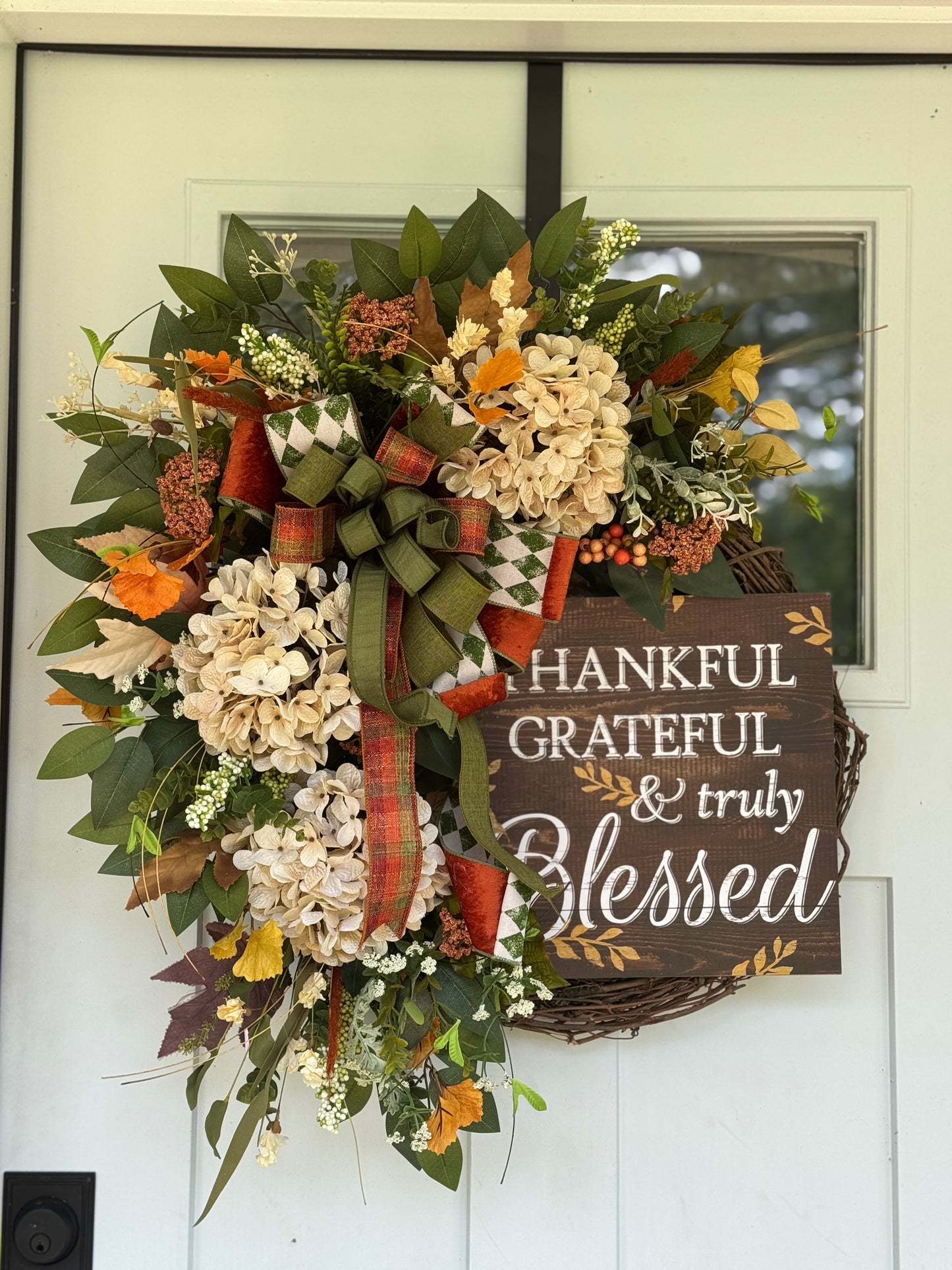 Thankful Grateful & Blessed Floral Wreath
