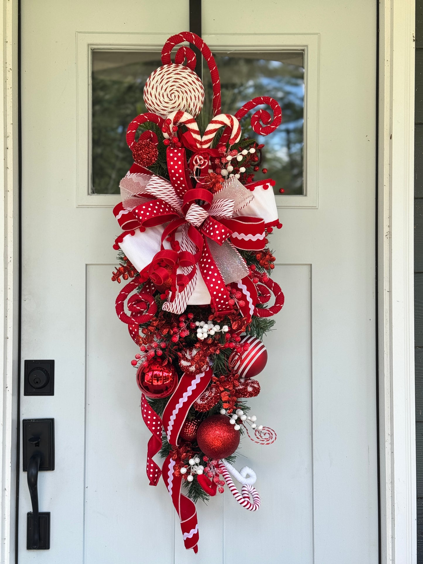 Peppermint Candy Cane Teardrop Wreath