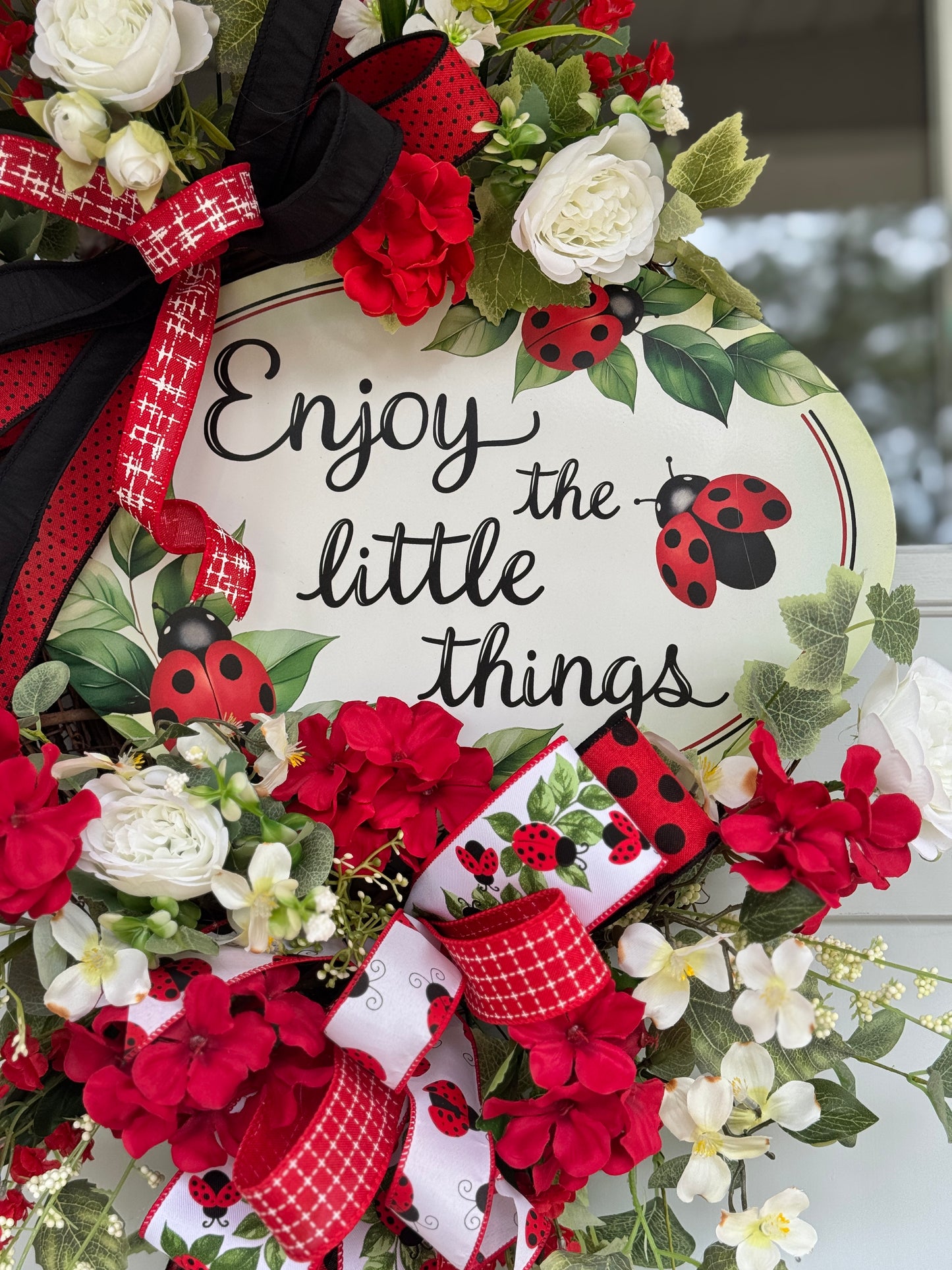 Enjoy The Little Things Ladybug Wreath