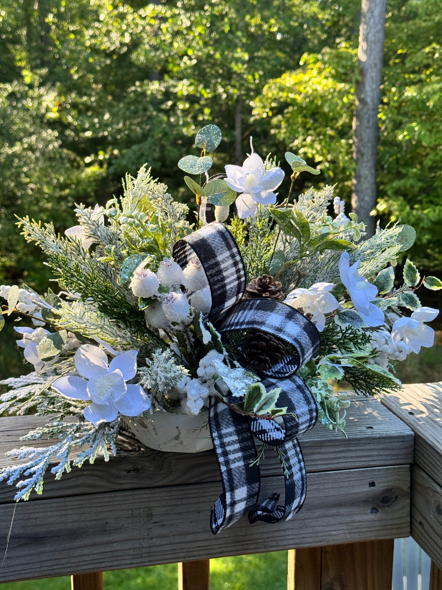 Snowy Magnolias & Frosted Winter Centerpiece